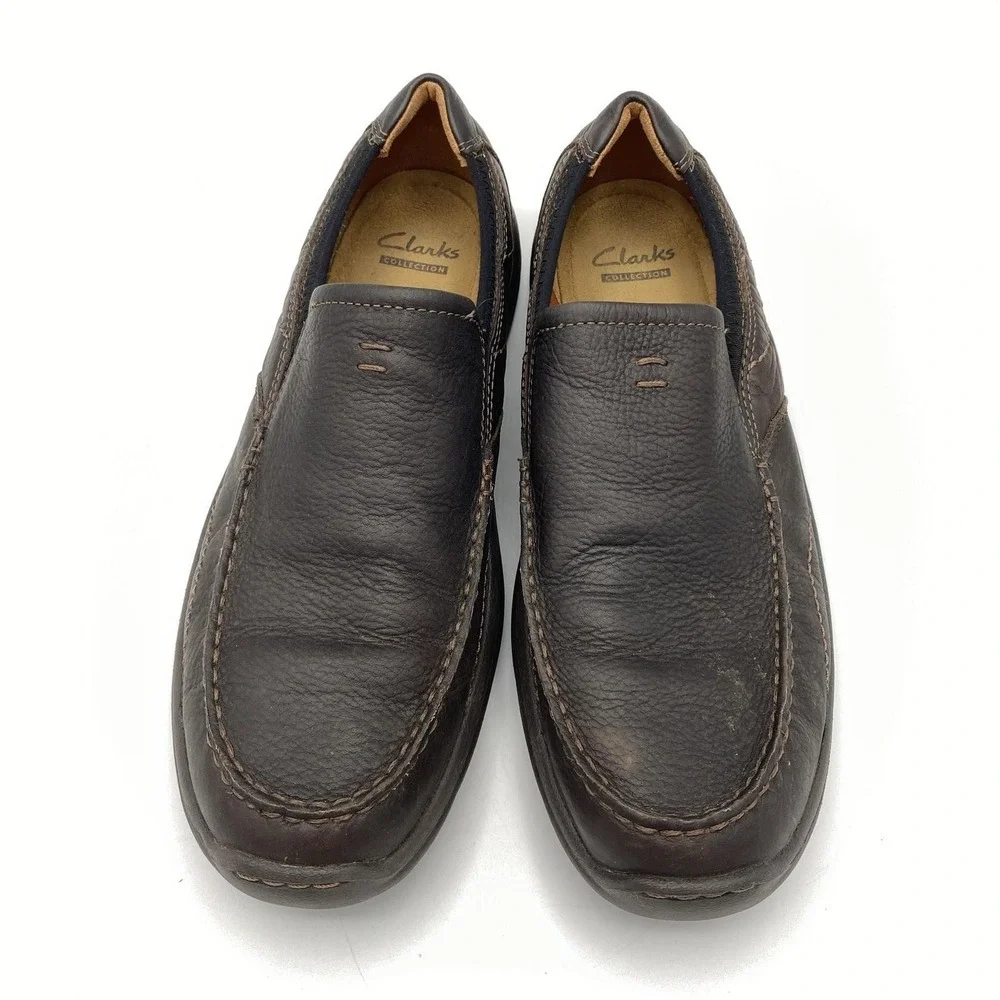 Clarks Men 11M Loafers Brown Leather Slip On Collection Casual Shoes 01950